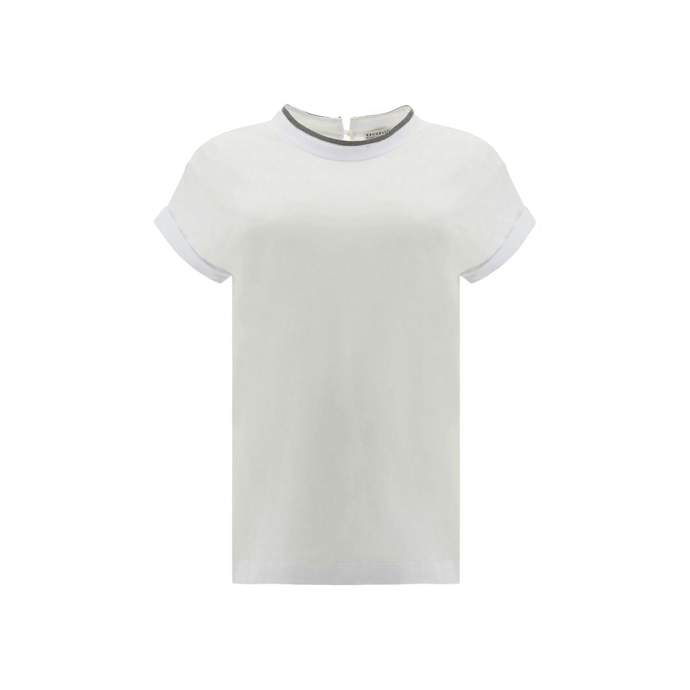 Brunello Cucinelli White Elastane T-Shirt Glam Steals