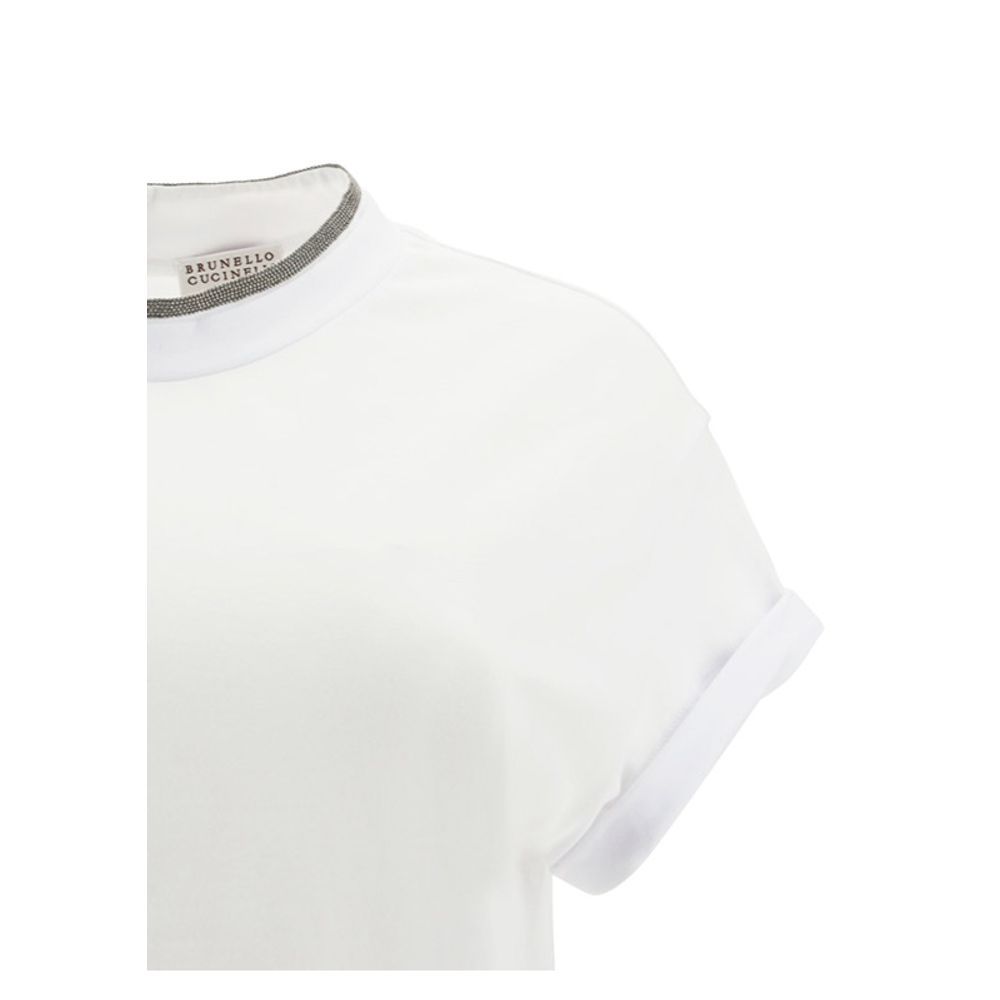 Brunello Cucinelli White Elastane T-Shirt Glam Steals