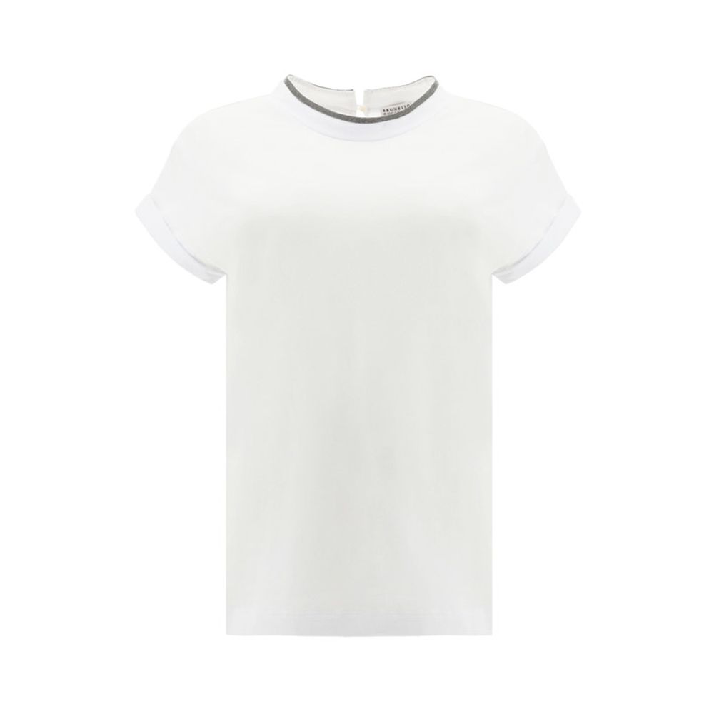 Brunello Cucinelli White Elastane T-Shirt Glam Steals