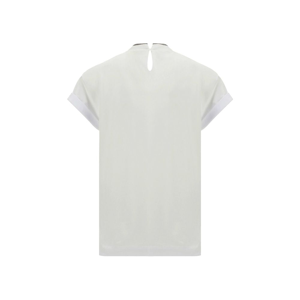 Brunello Cucinelli White Elastane T-Shirt Glam Steals