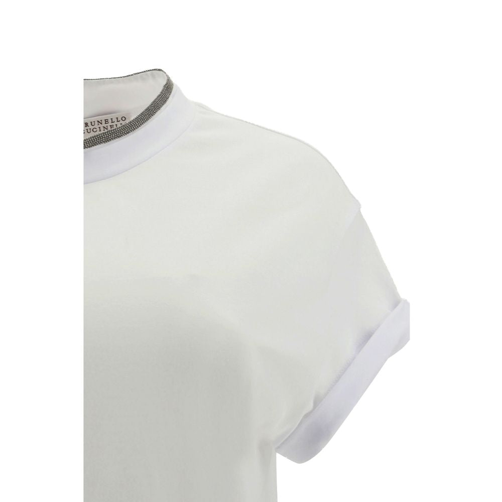 Brunello Cucinelli White Elastane T-Shirt Glam Steals