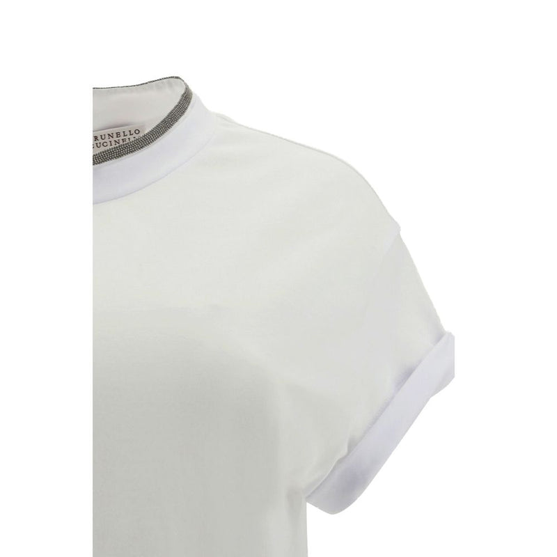 Brunello Cucinelli White Elastane T-Shirt Glam Steals