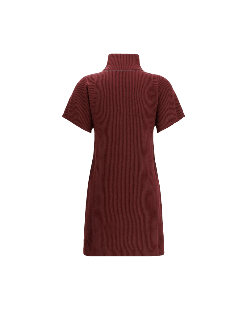 Brunello Cucinelli Wool Bordeaux Fleece Casual Dress Glam Steals