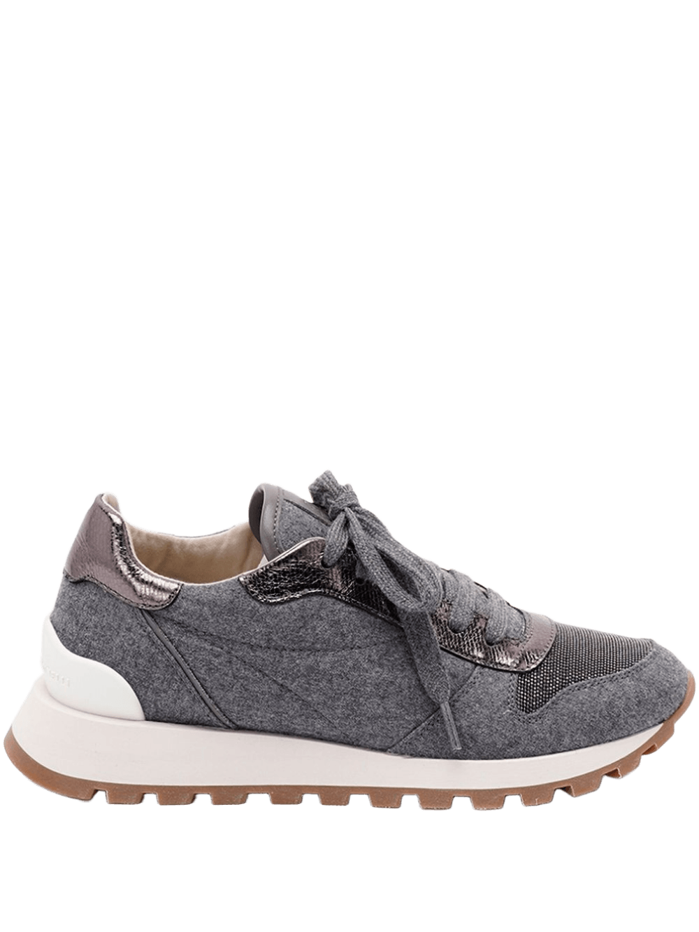 Brunello Cucinelli Wool Virgin Flannel and Lamé Calfskin Runners Glam Steals