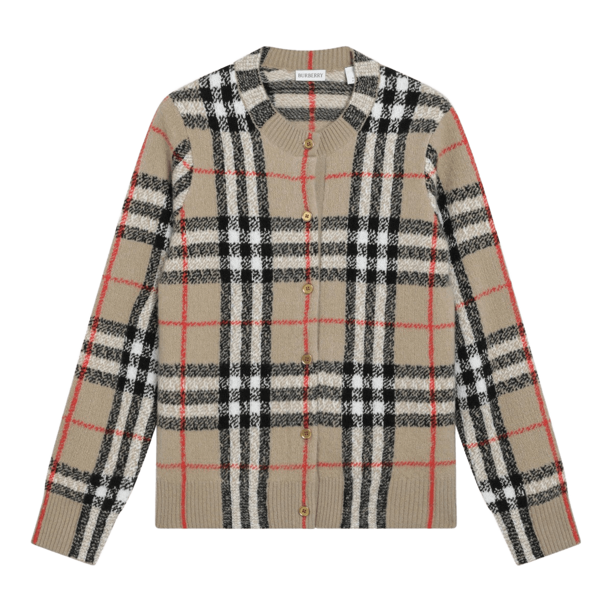 Burberry Beige Wool Check Cashmere Cardigan Glam Steals