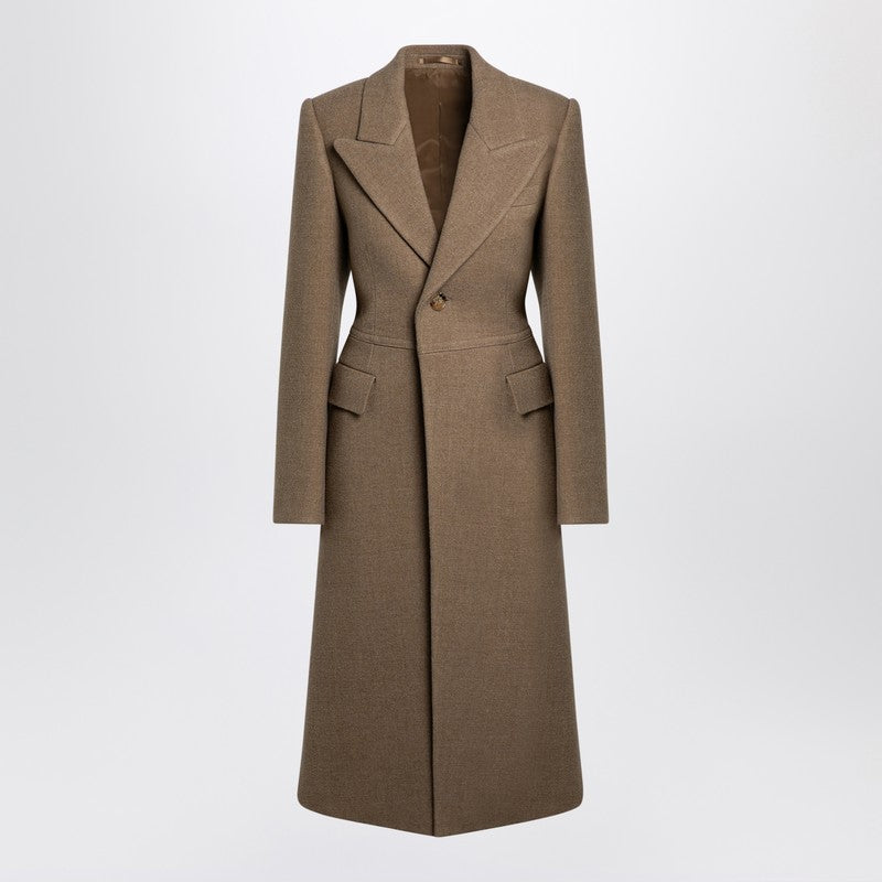 Burberry Beige single-breasted wool coat Glam Steals