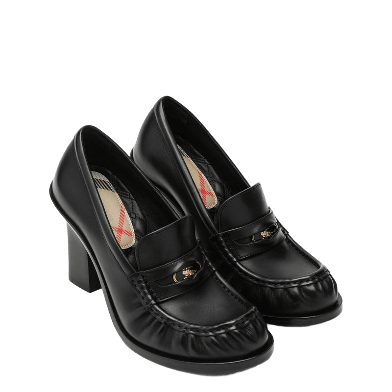 Burberry Black Leather Cadet Loafers Heel Glam Steals