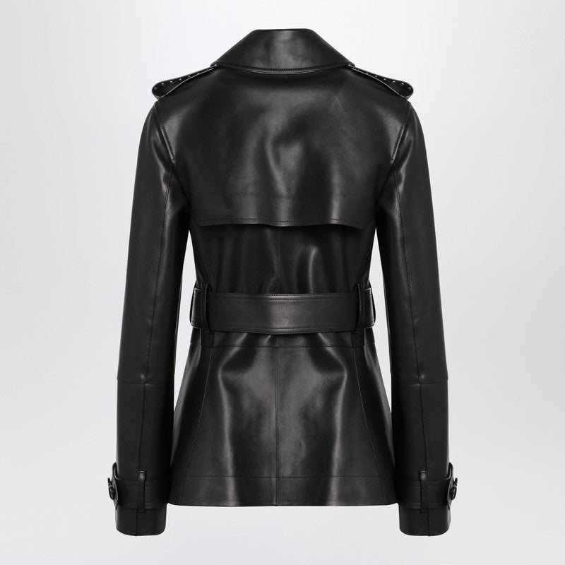 Burberry Black Leather Short Jacket with Studs Glam Steals