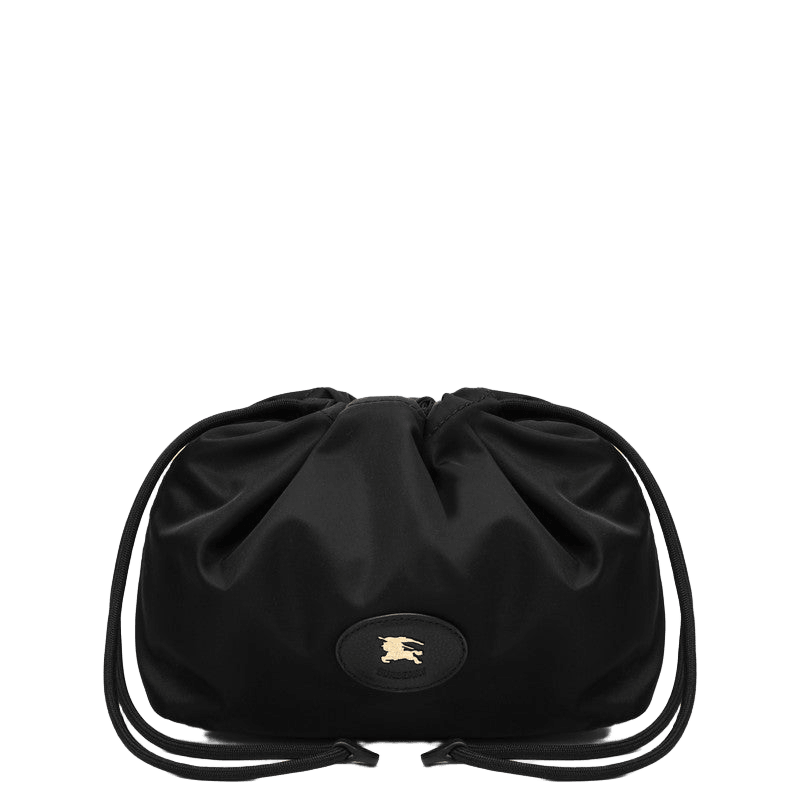 Burberry Black Nylon Reversible Pouch in with Check Pattern Glam Steals