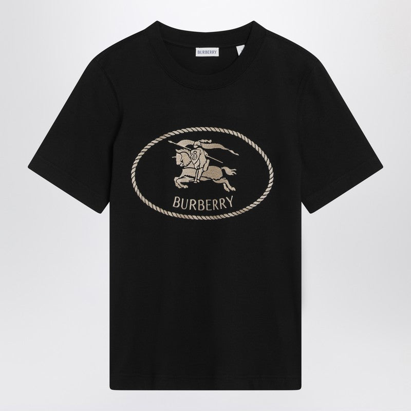 Burberry Black T-shirt with Equestrian Knight Design Glam Steals