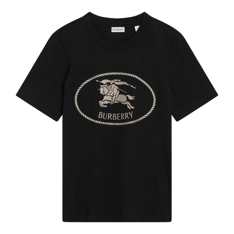 Burberry Black T-shirt with Equestrian Knight Design Glam Steals
