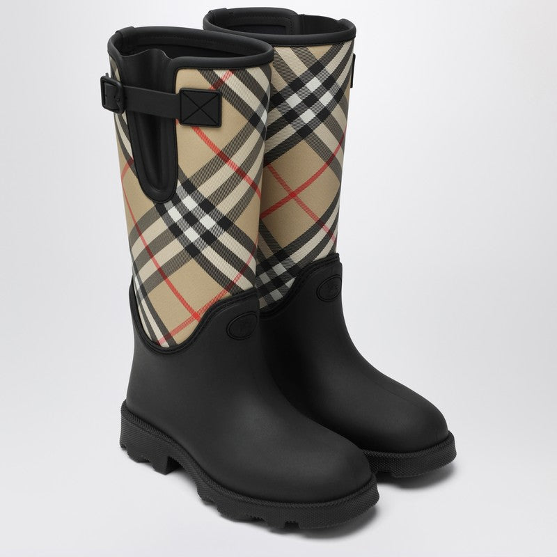 Burberry Black Tall Marsh Stamp Rubber Boots Glam Steals