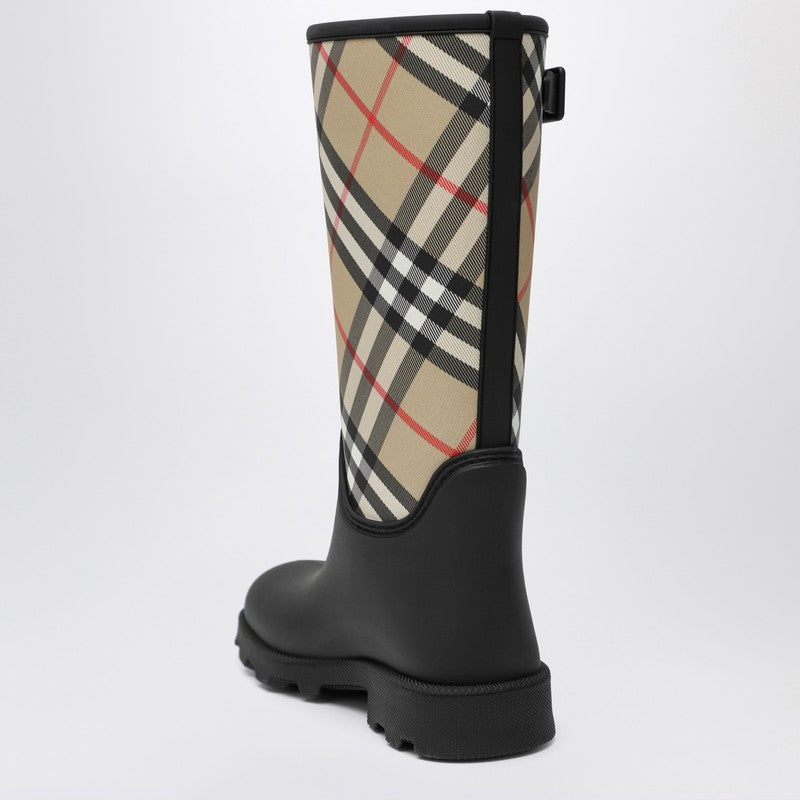 Burberry Black Tall Marsh Stamp Rubber Boots Glam Steals