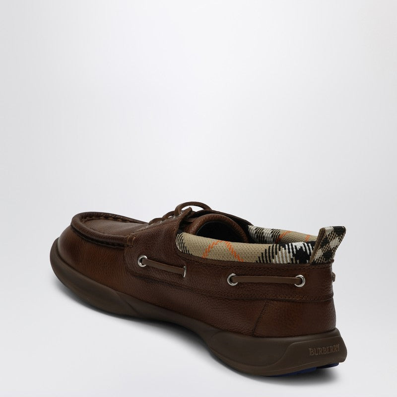 Burberry Brown Loafers with Check Trim Glam Steals