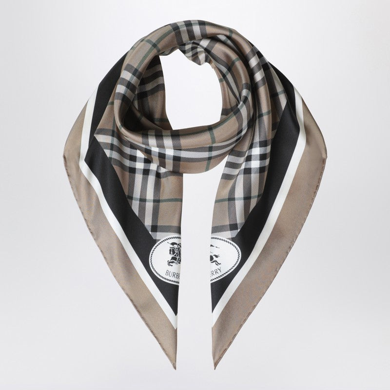 Burberry Brown Silk Scarf Check Light Glam Steals