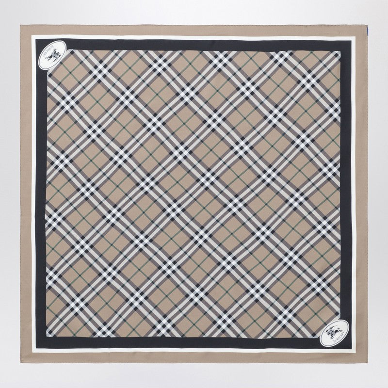 Burberry Brown Silk Scarf Check Light Glam Steals