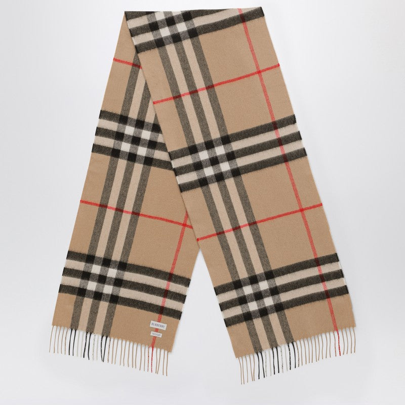 Burberry Cashmere Scarf with Check Motif Glam Steals