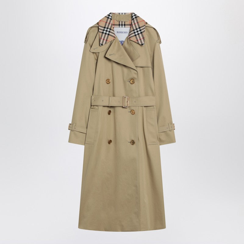 Burberry Castleford Double Breasted Trench with Check Collar Glam Steals