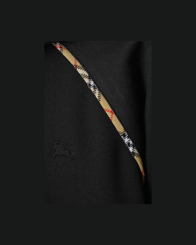 Burberry Cotton Blend Zip Up Hoodie with Check Trim Glam Steals