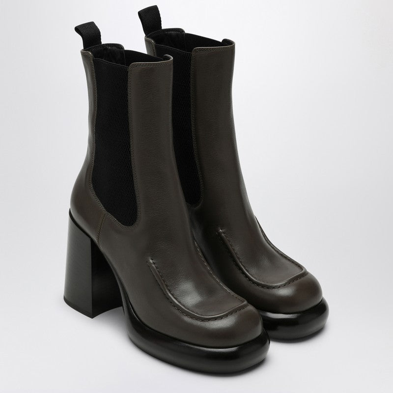 Burberry Dark Green Leather Chelsea Wedge Boot Glam Steals
