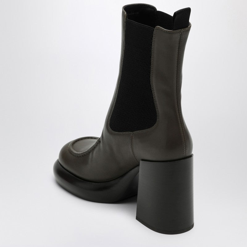 Burberry Dark Green Leather Chelsea Wedge Boot Glam Steals