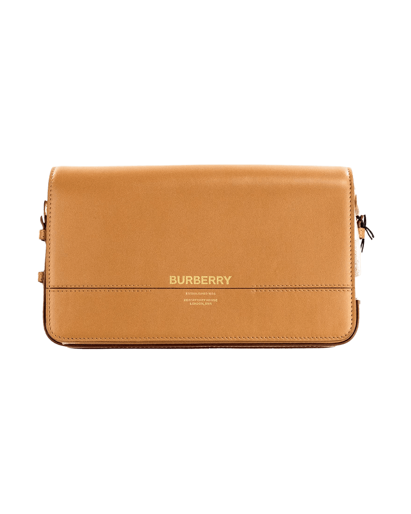 Burberry Grace Small Nutmeg Smooth Leather Flap Crossbody Clutch Handbag Purse Glam Steals