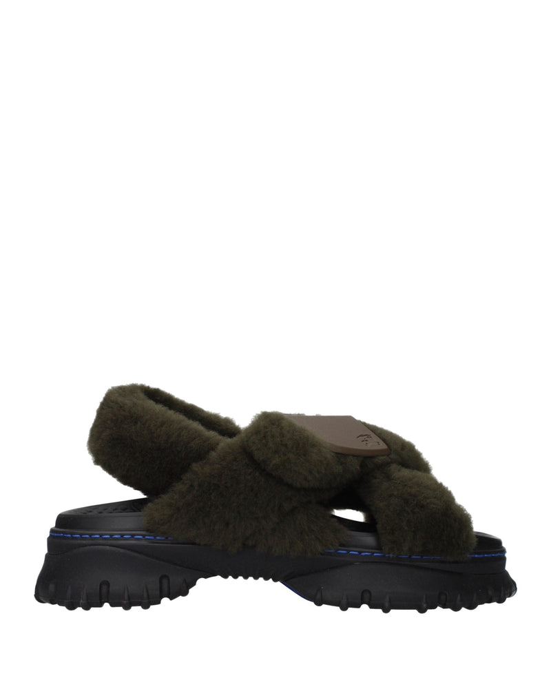 Burberry Green Fur Slippers Glam Steals