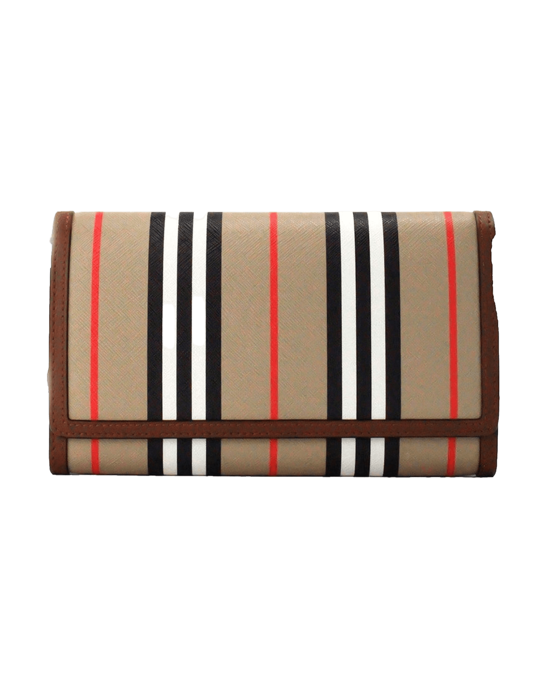Burberry Hannah Icon Stripe Archive Tan E-Canvas Leather Wallet Crossbody Bag Glam Steals