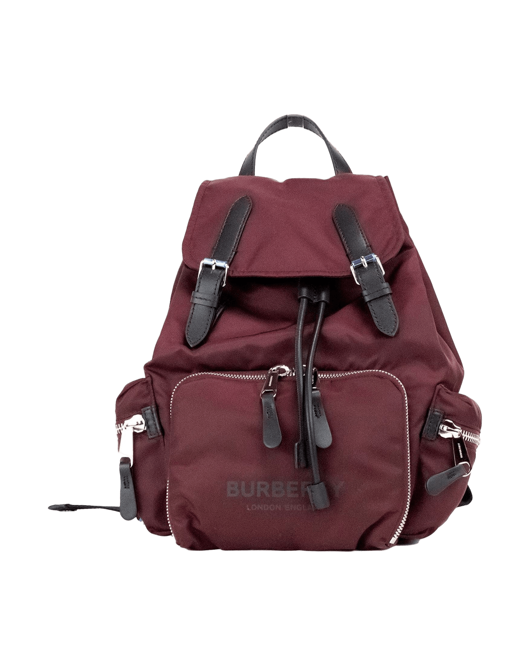 Burberry Medium Econyl Nylon Rucksack Drawstring Backpack Burgundy Bookbag Glam Steals