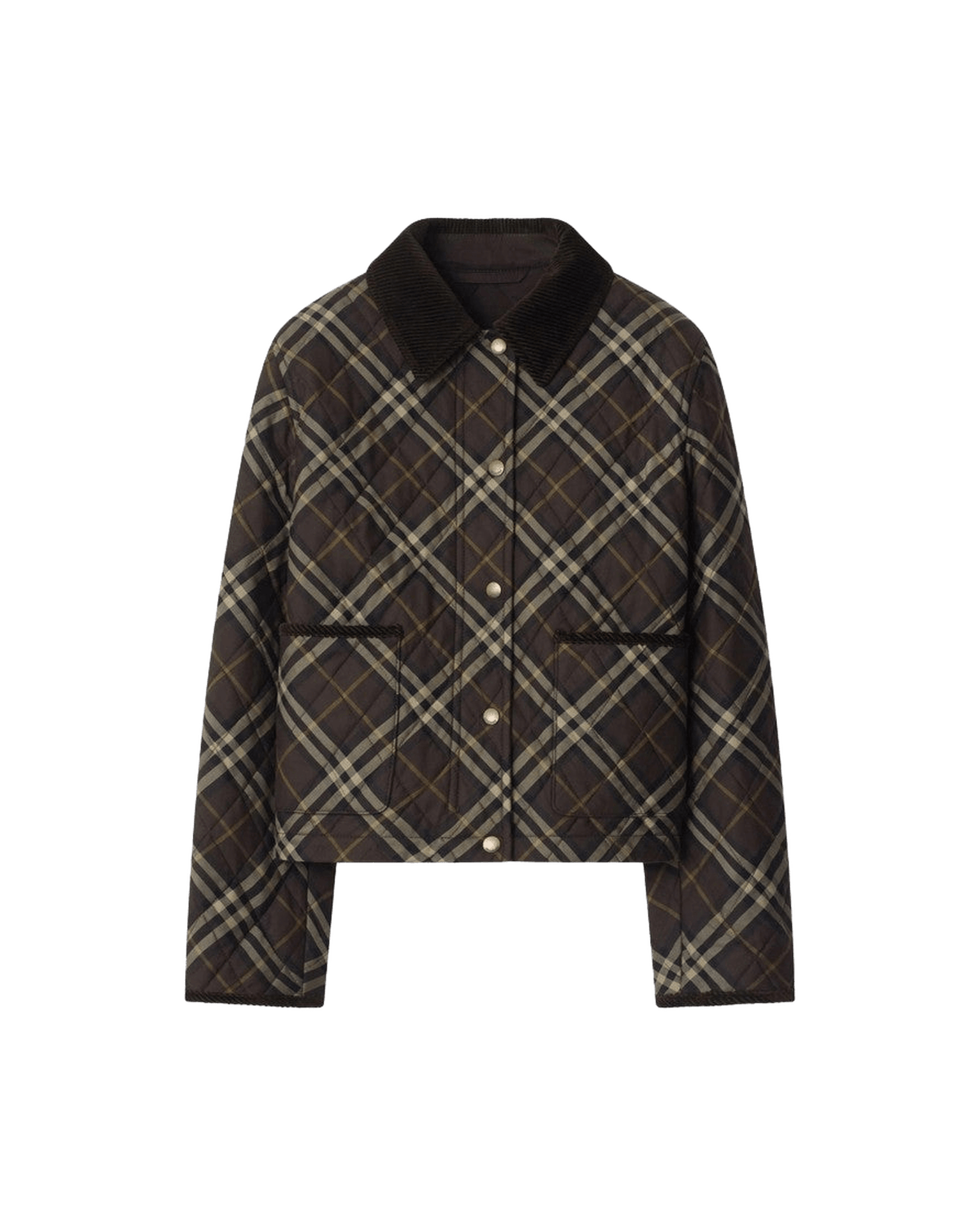 Burberry Nylon Cropped Quilted Jacket With Check Pattern Glam Steals