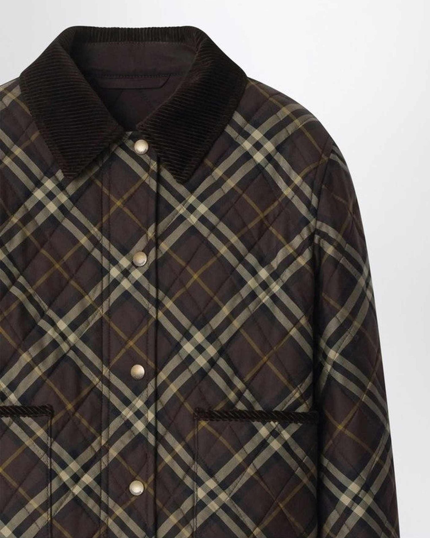 Burberry Nylon Cropped Quilted Jacket with Check Pattern Glam Steals