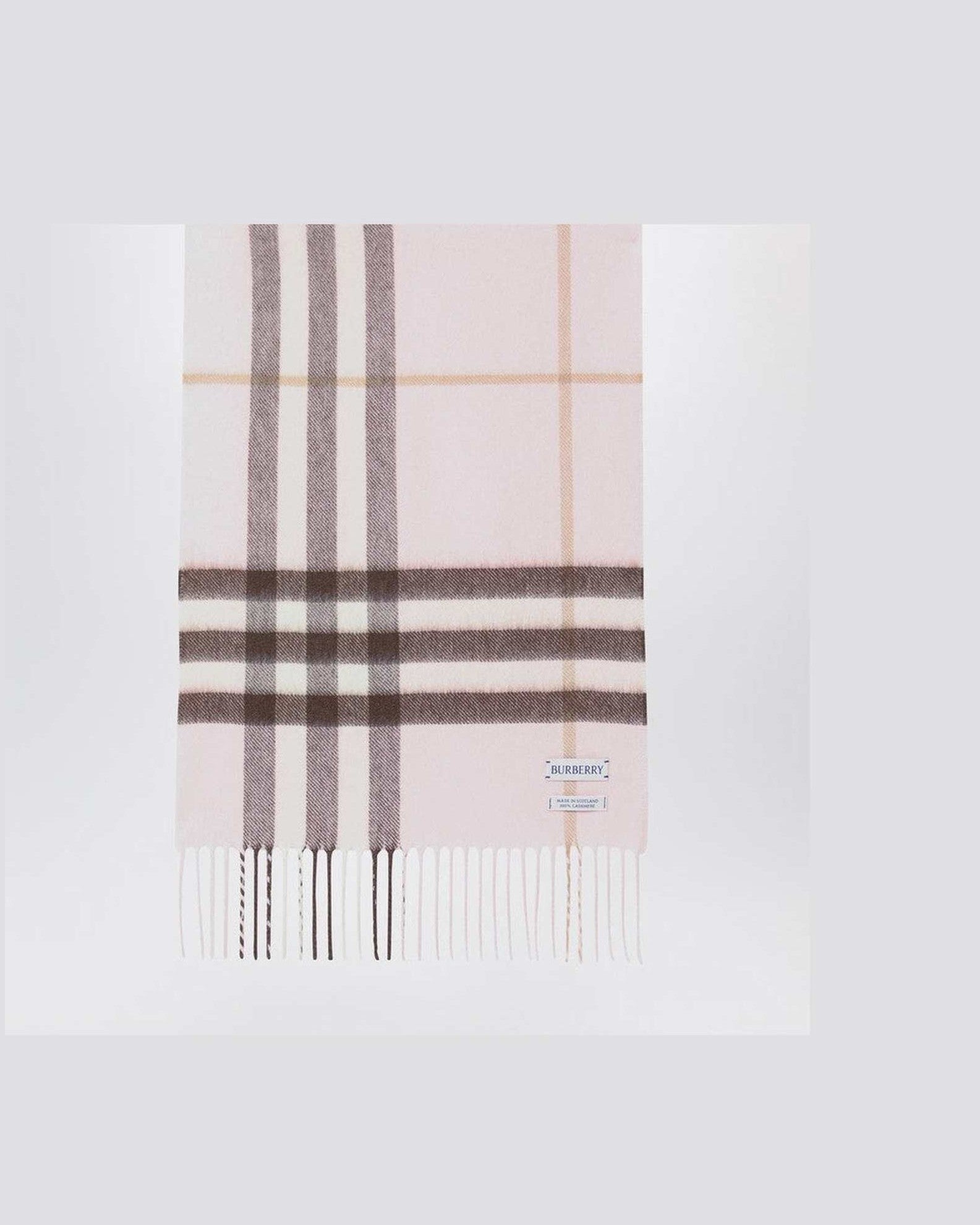 Burberry Pink Cashmere Scarf with Check Pattern Glam Steals