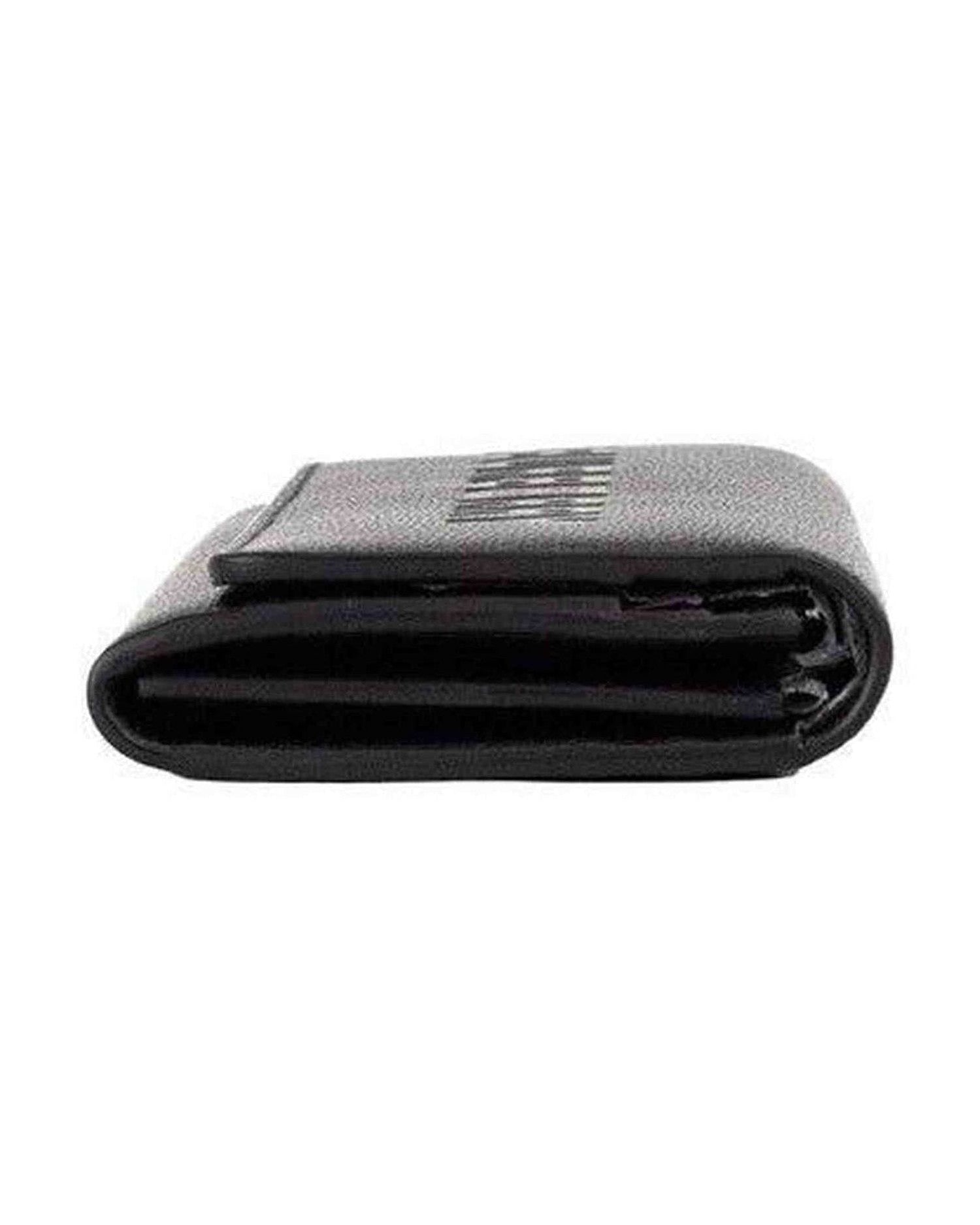 Burberry Porter Grained Leather Branded Logo Embossed Clutch Flap Black Wallet Glam Steals