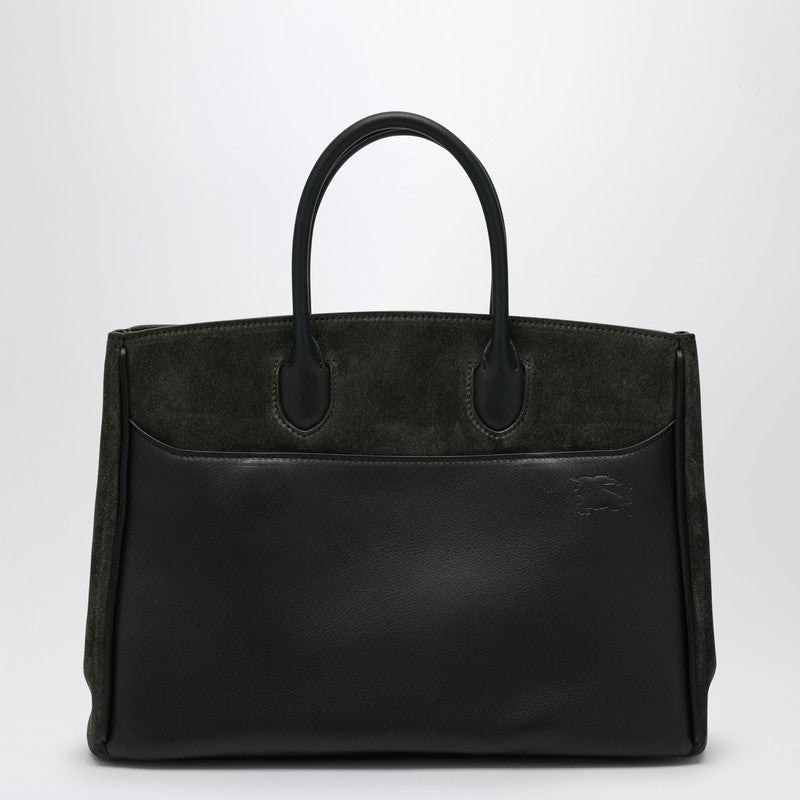 Burberry Rocking Horse small dark green suede tote Glam Steals