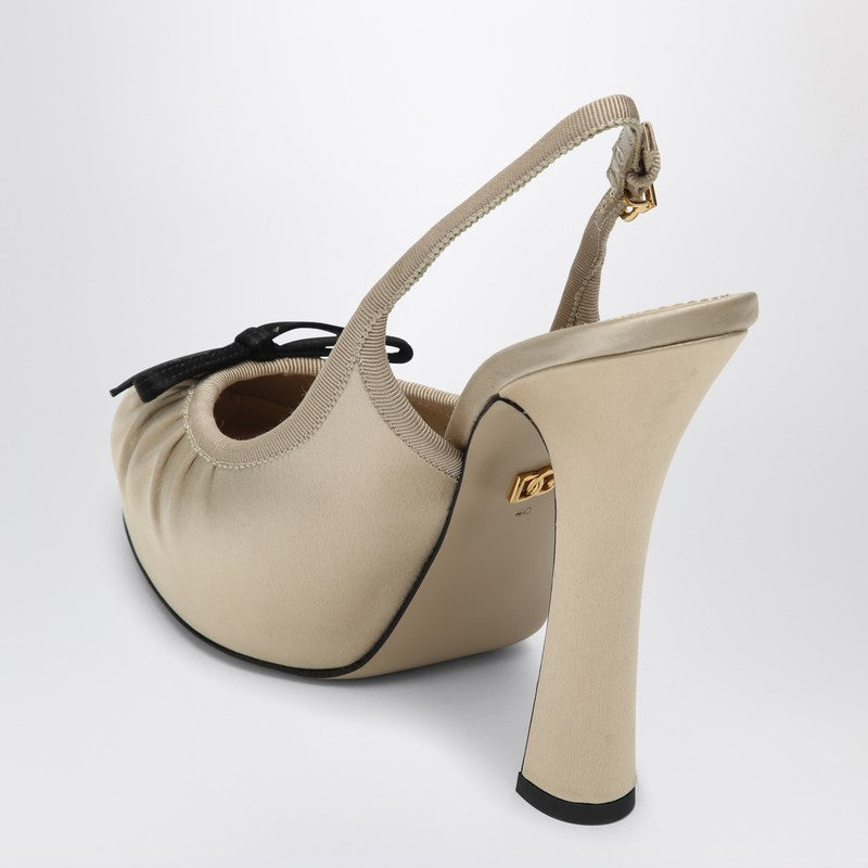 Dolce & Gabbana Satin Dolce&gabbana Cream High Slingback Glam Steals