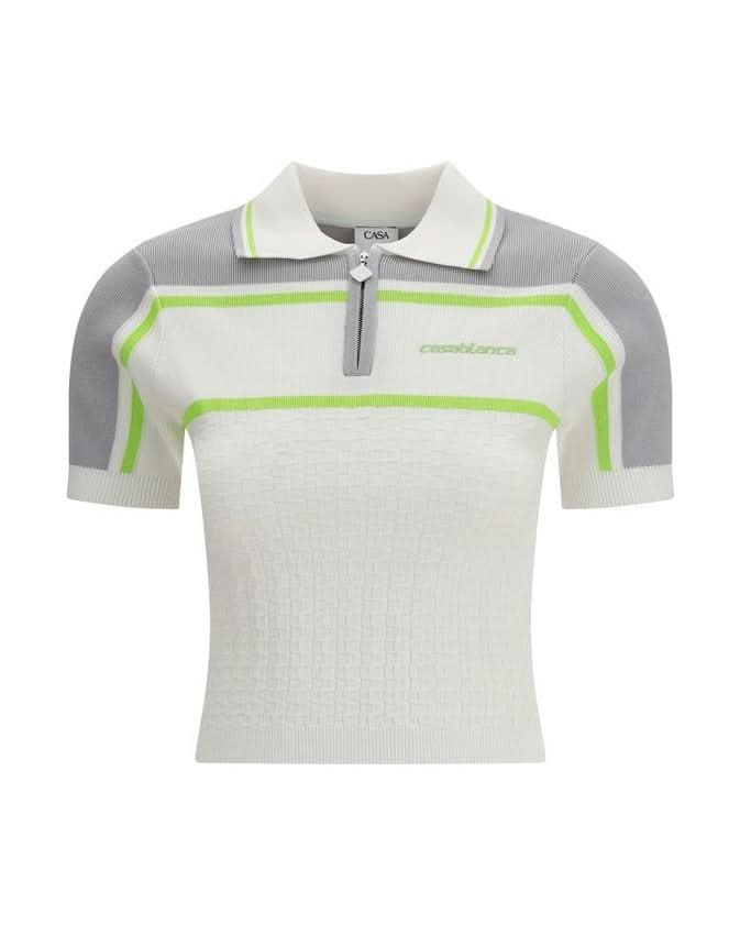 Casablanca White Viscose Polo Shirt 