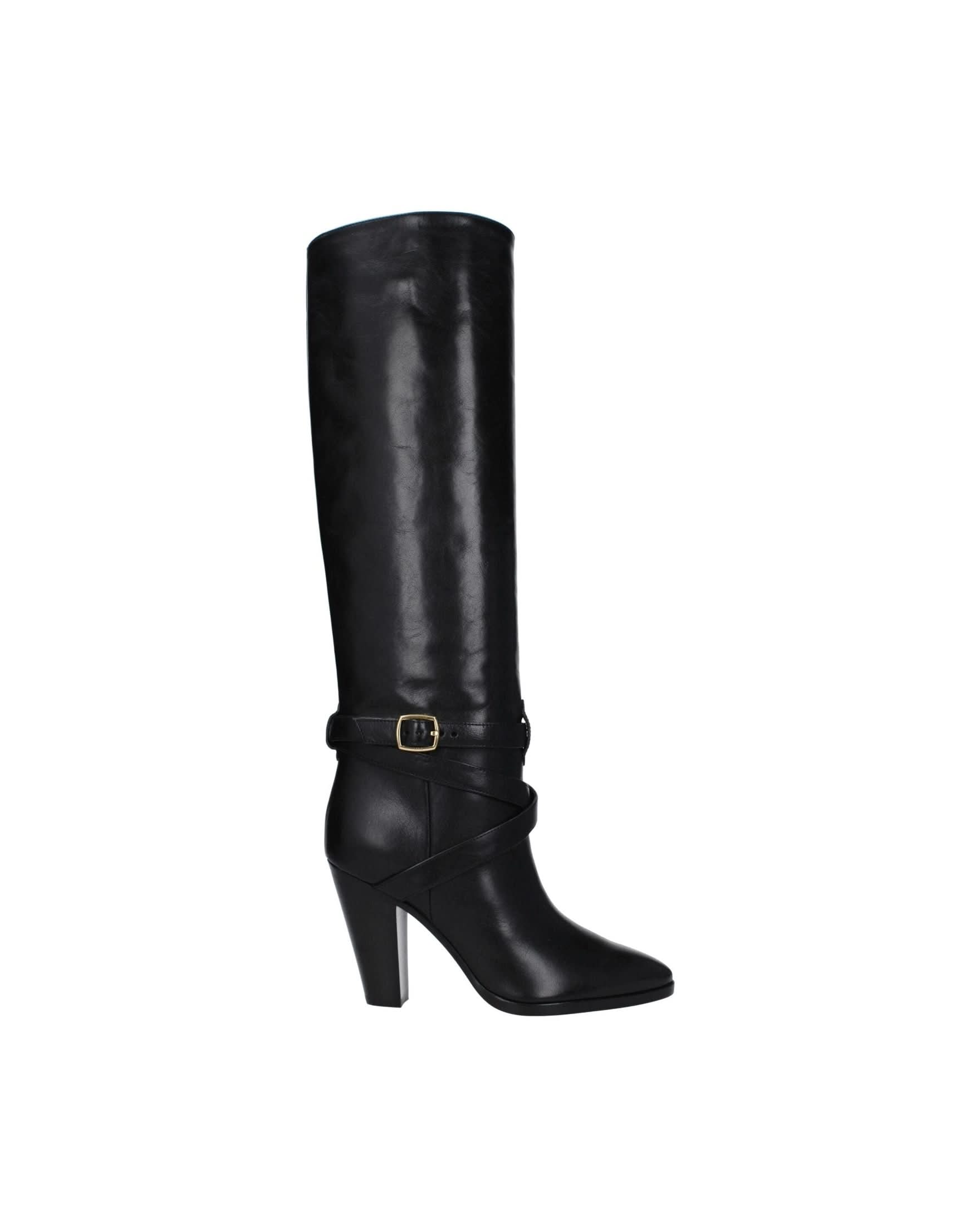 Celine Black Leather High Heel Boots Boots
