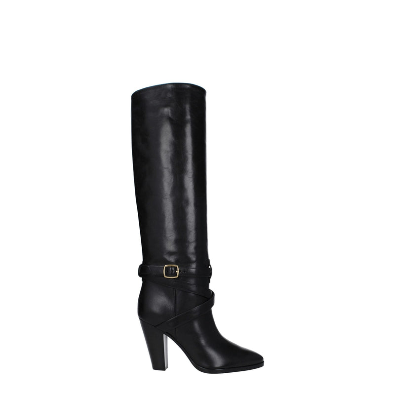 Celine Black Leather High Heel Boots Glam Steals