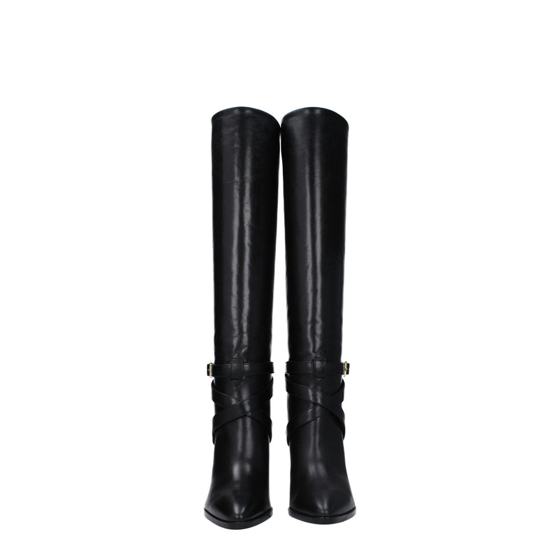 Celine Black Leather High Heel Boots Glam Steals