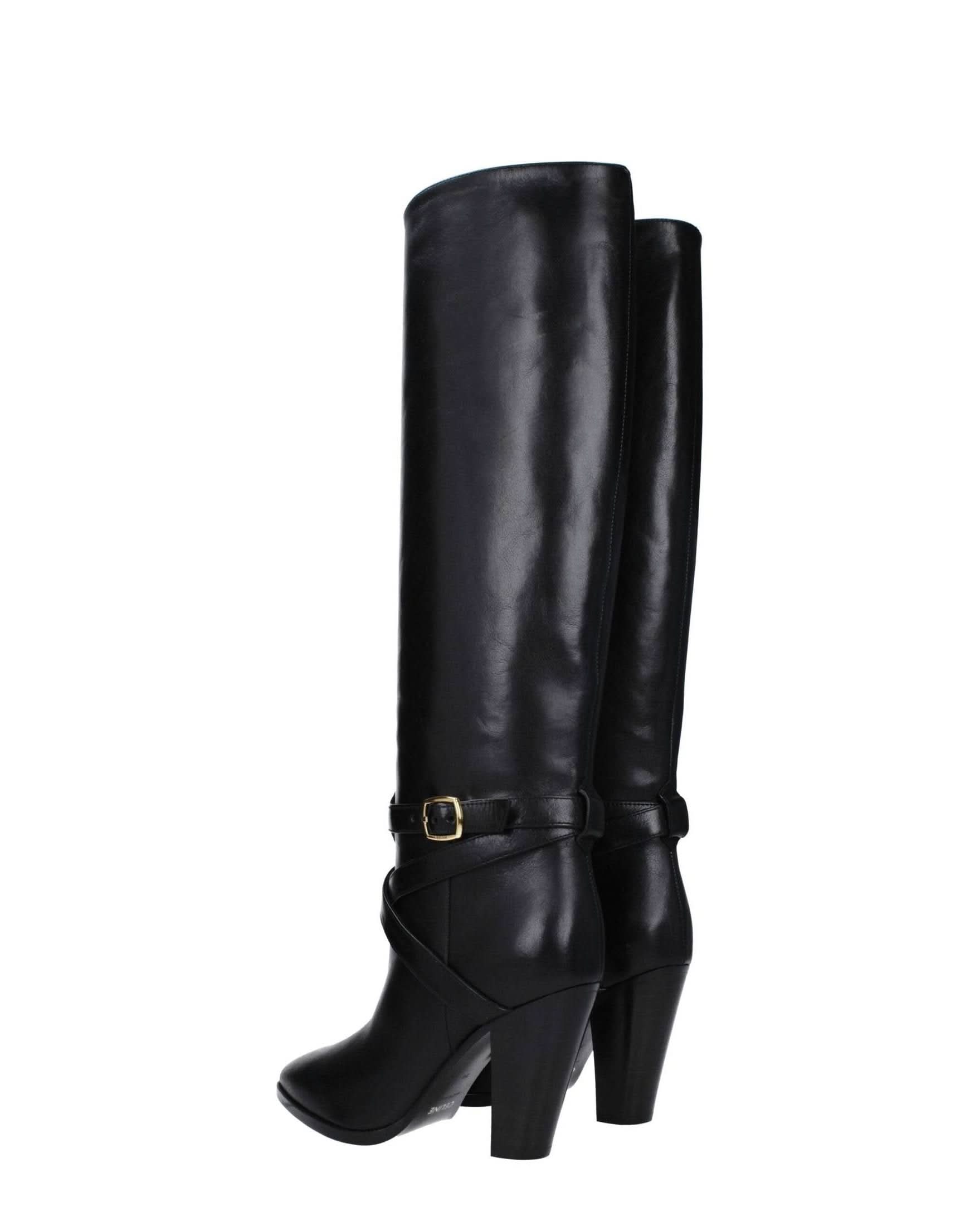 Celine Black Leather High Heel Boots Boots