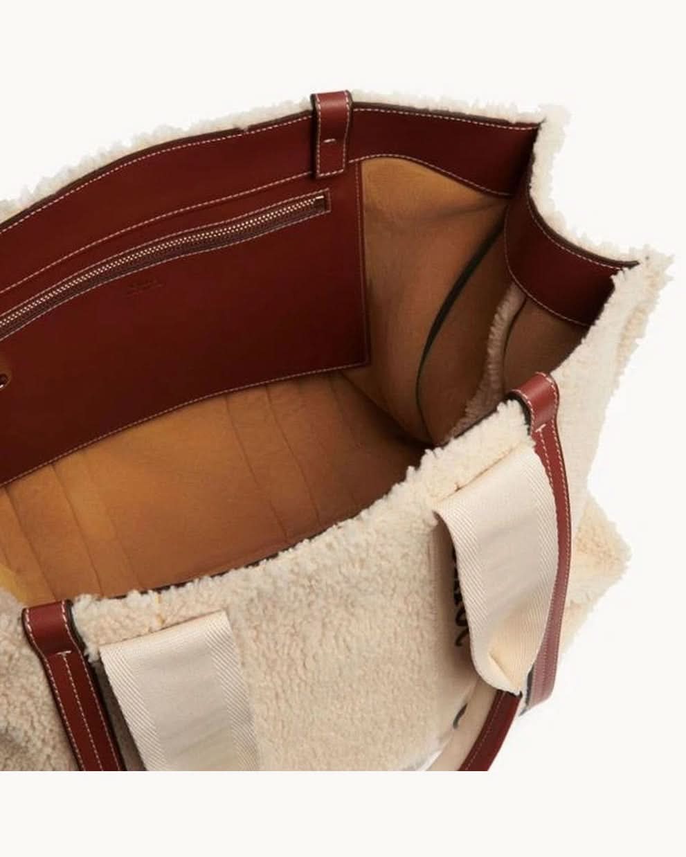 Chloé Beige Lamb Fur Tote Bag Glam Steals