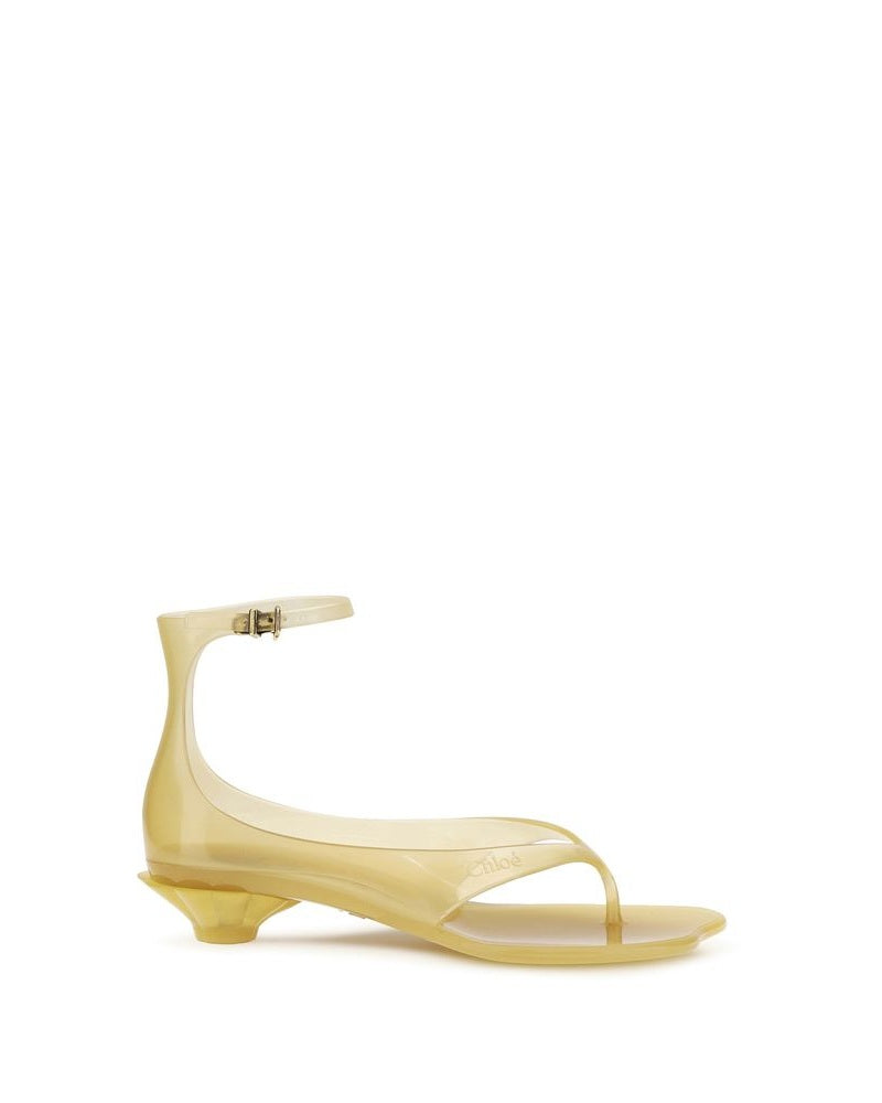 Chloé Beige Polyurethane Flat Sandals Glam Steals