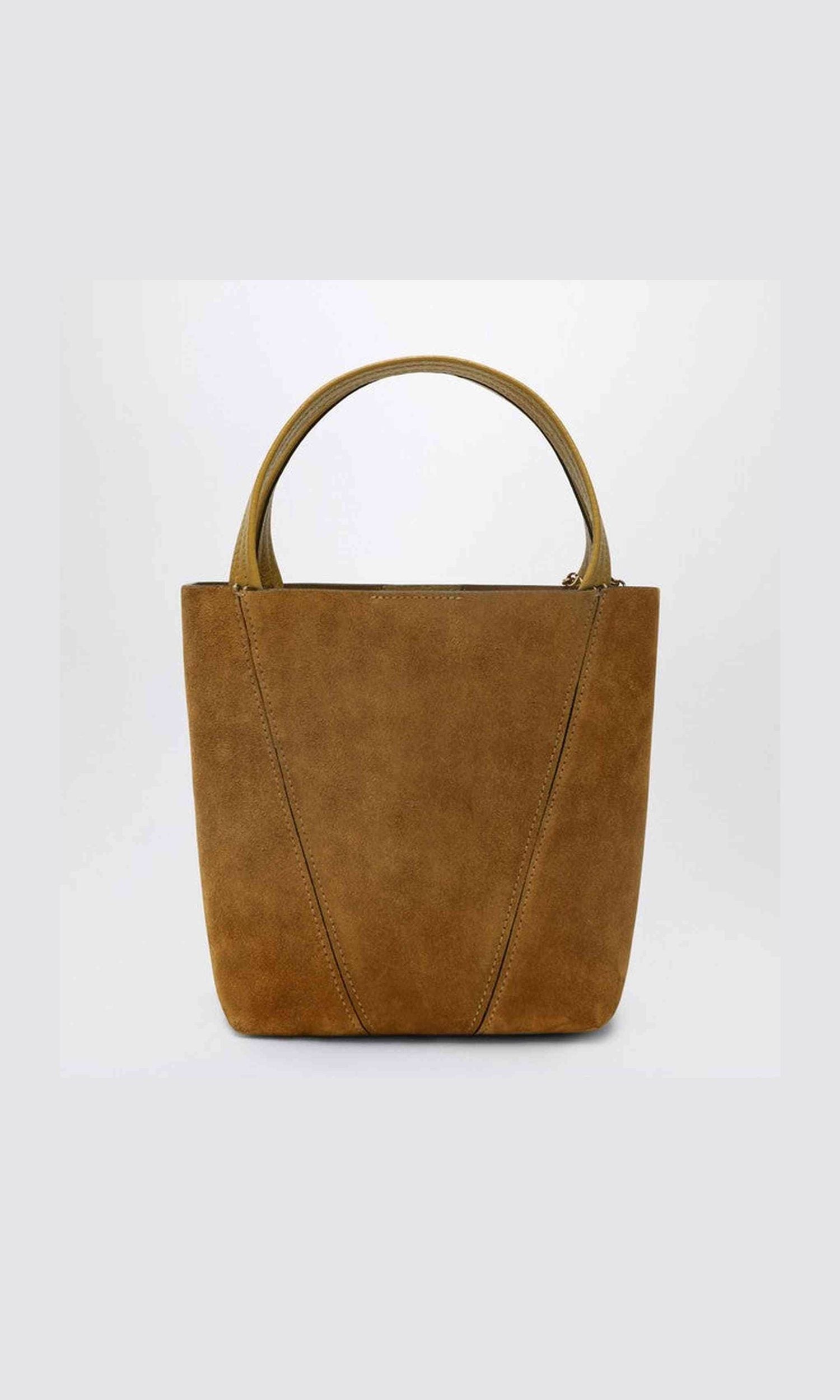 Chloé Beige Suede Small Khaki Spin Tote Bag Glam Steals
