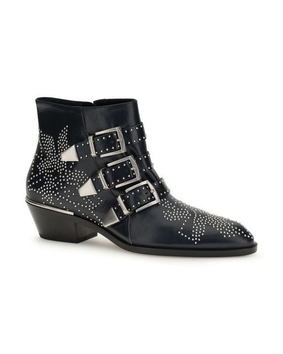 Chloé Black Calf Leather Bos Taurus Lace Up Boots Glam Steals