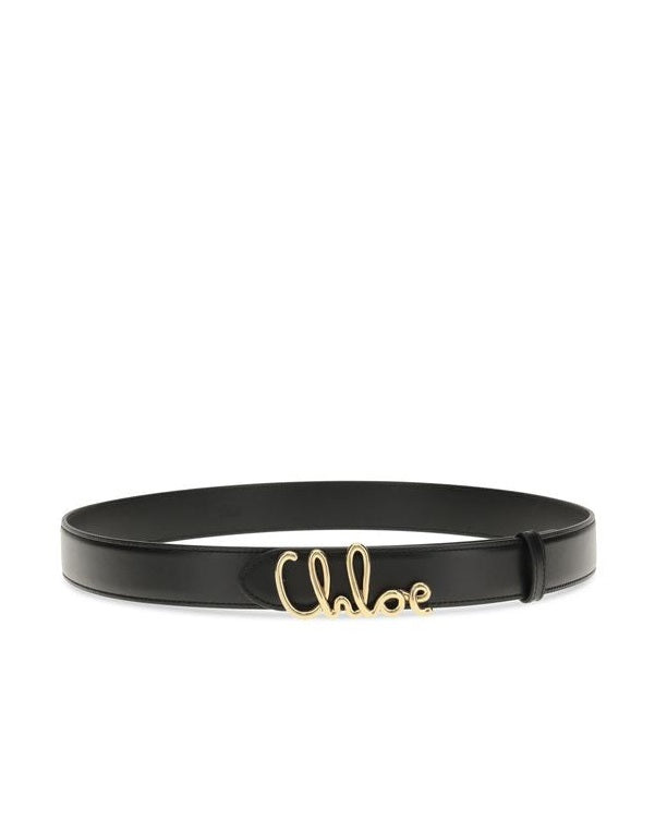 Chloé Black Calf Leather Bos Taurus Regular Belt Glam Steals