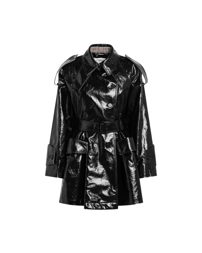 Chloé Black Linen Short Trench Coat Glam Steals