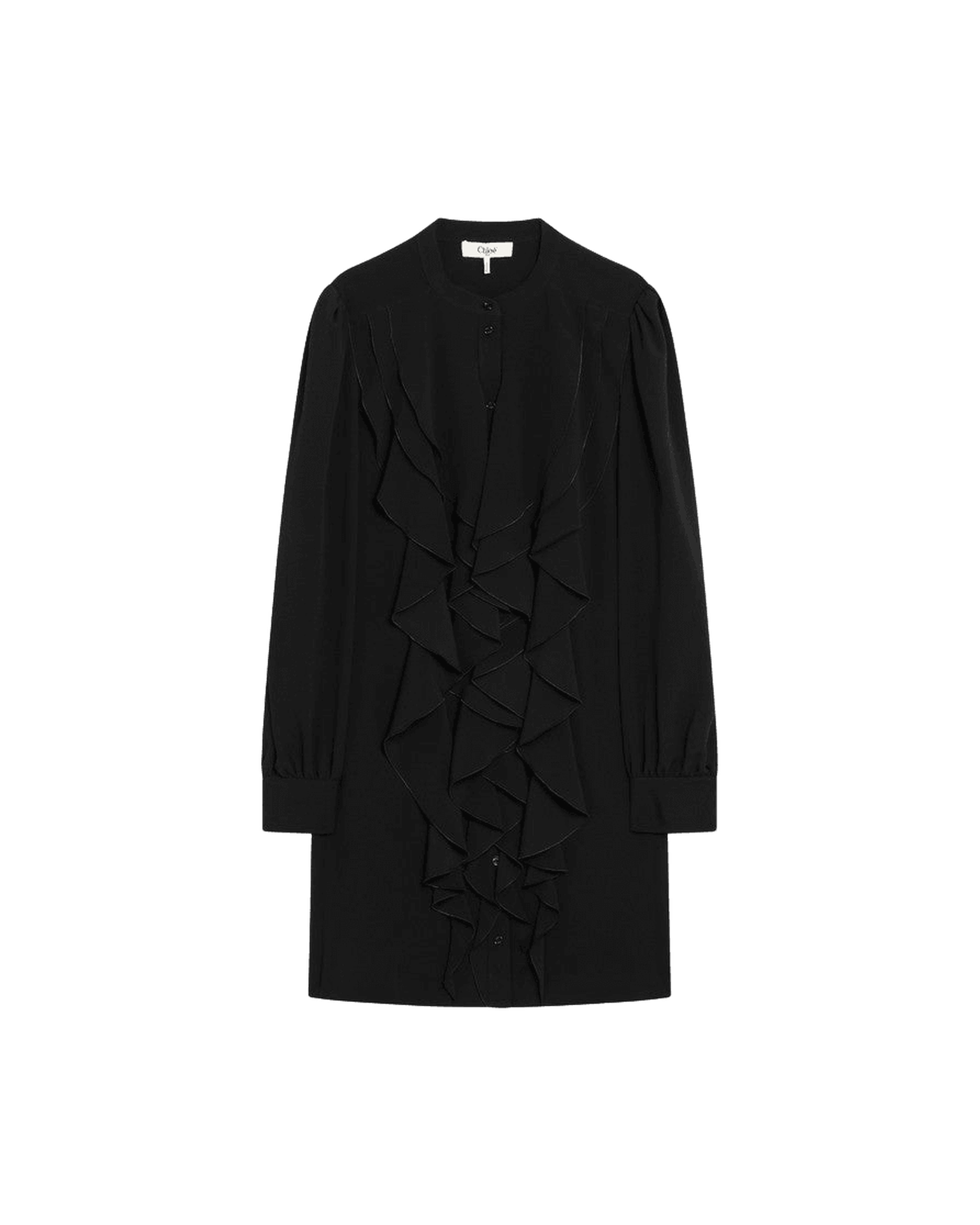 Chloé Black Silk Ruffled Dress In Blend Glam Steals