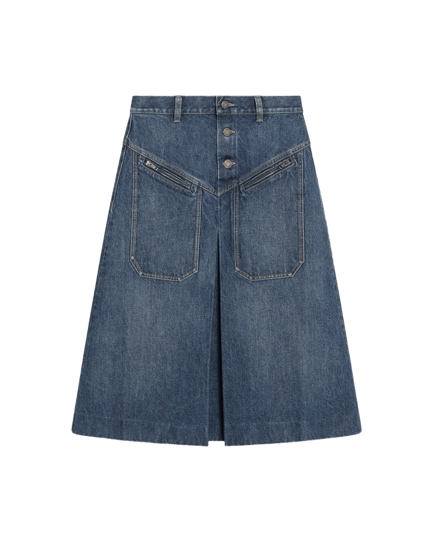 Chloé Blue Denim Knee Length Skirt In Washed Glam Steals