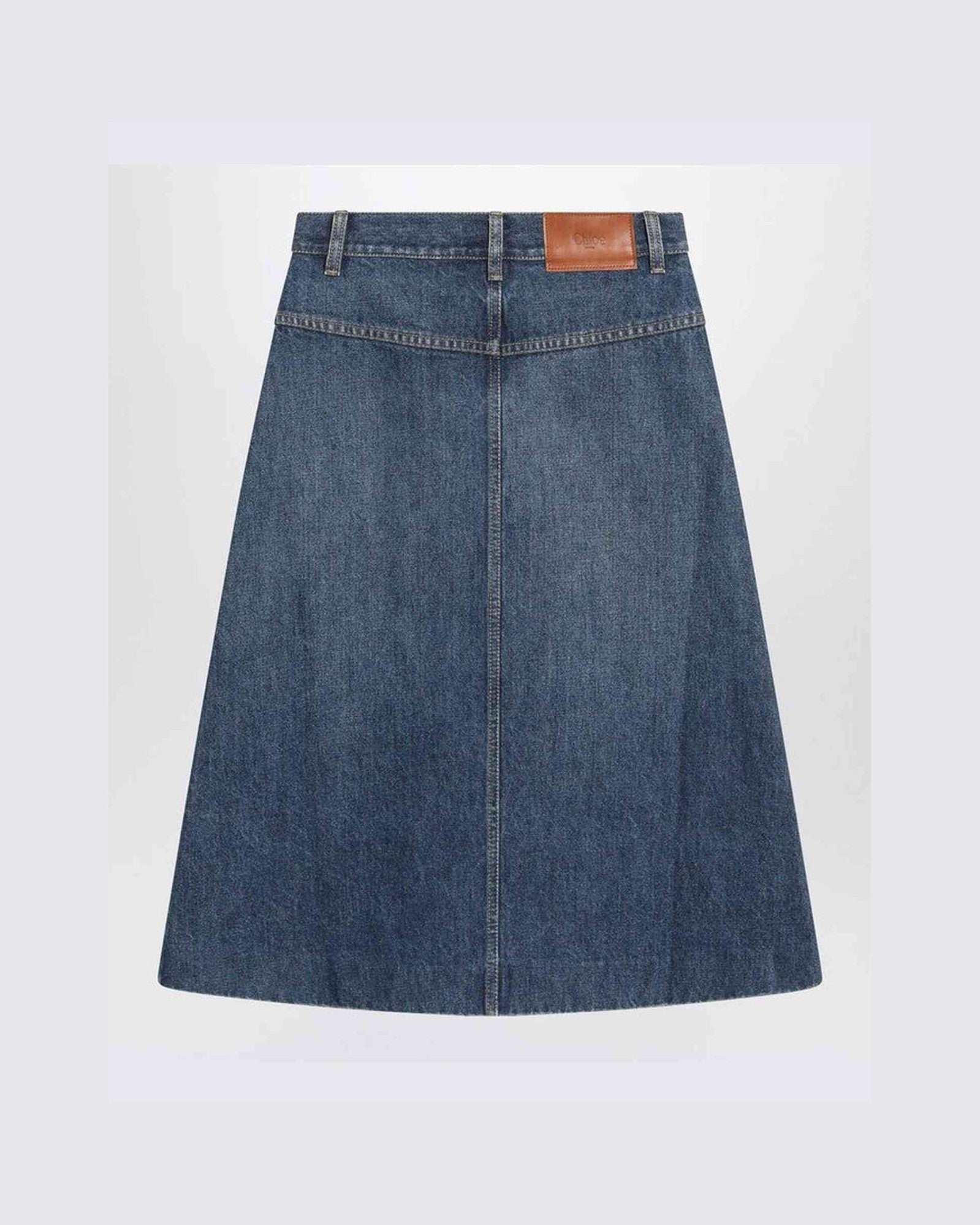 Chloé Blue Denim Knee Length Skirt in Washed Glam Steals