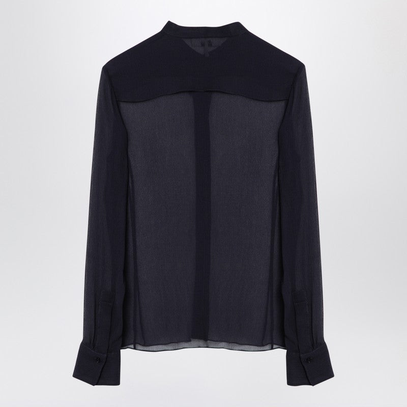 Chloé Blue Silk Transparent Blouse Glam Steals